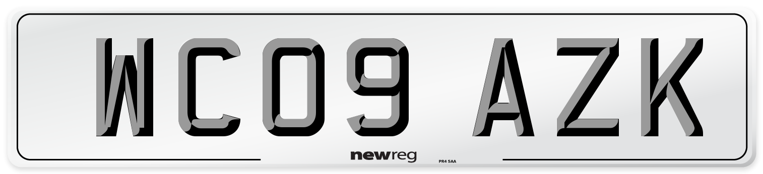 WC09 AZK Number Plate from New Reg